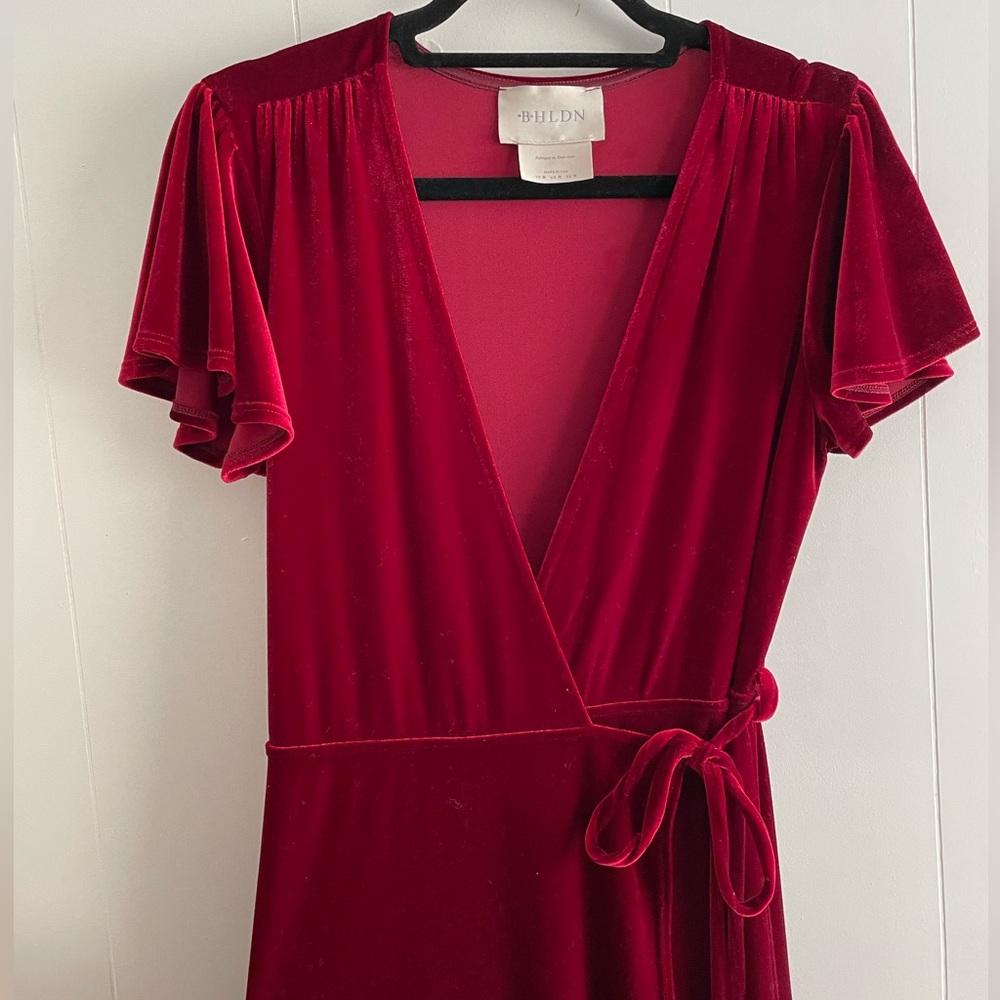BHLDN Red Wine Velvet Dress